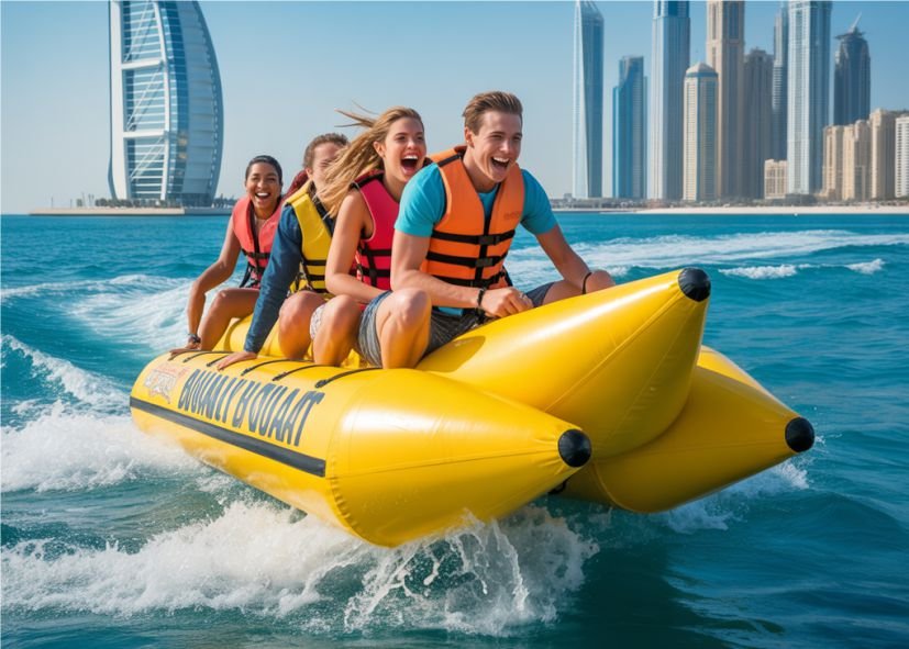Banana Boat Ride Dubai Marina Experience - Flame Yacht Rental in dubai