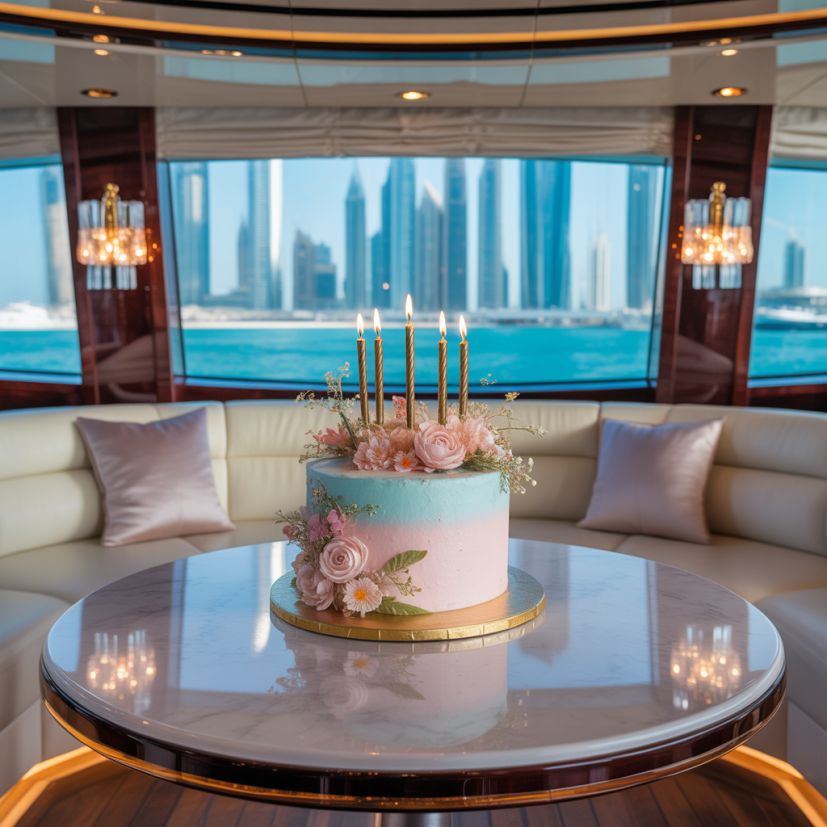 Birthday Cake - Birthday Yacht Party - Flame Yacht Rental in dubai