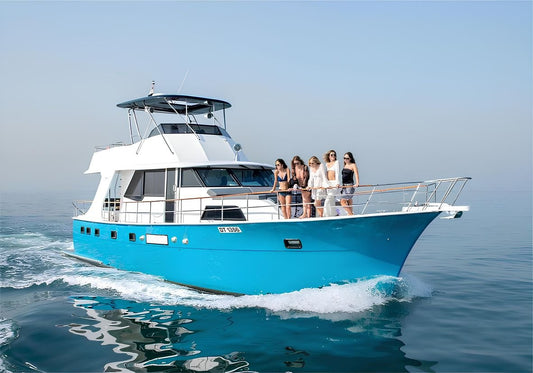 Hatteras 64ft(19m) New Year's Eve Yacht rental in Dubai- Flame Yacht Rental in Dubai