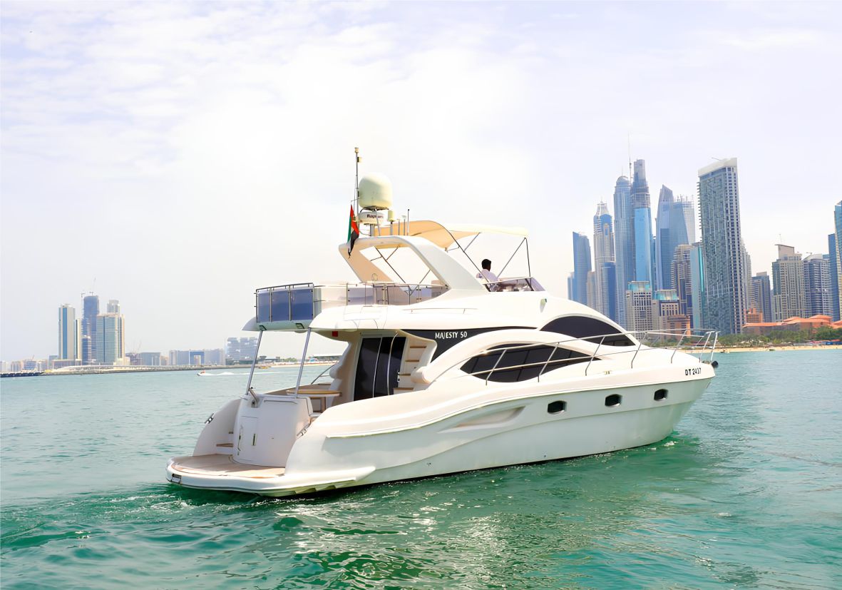Majesty 50ft(15m) Luxury Yacht Rental Dubai | Flame Yachts