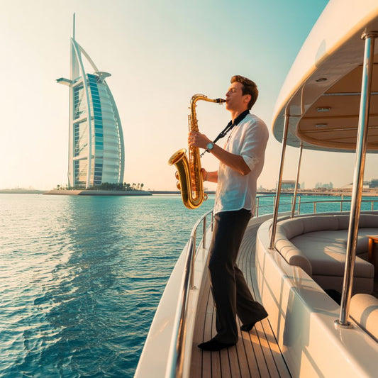 Luxury Yacht Party Dubai with Saxophonist - Flame Yacht Rental in dubai